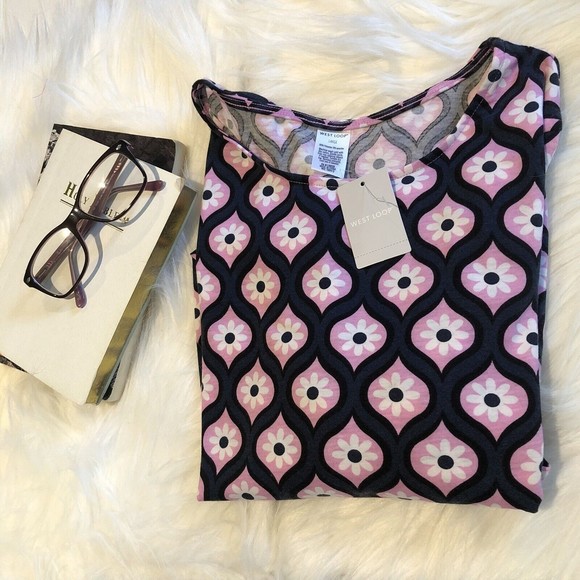 NWT NEW West Loop Shirt Size L Pink White Floral Print Ruffle Sleeve Soft Tunic - Picture 8 of 9